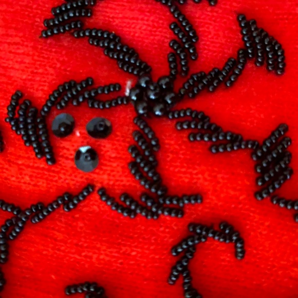 Christmas Sweater in Holiday Red with Black Beading  - Picture 4 of 11